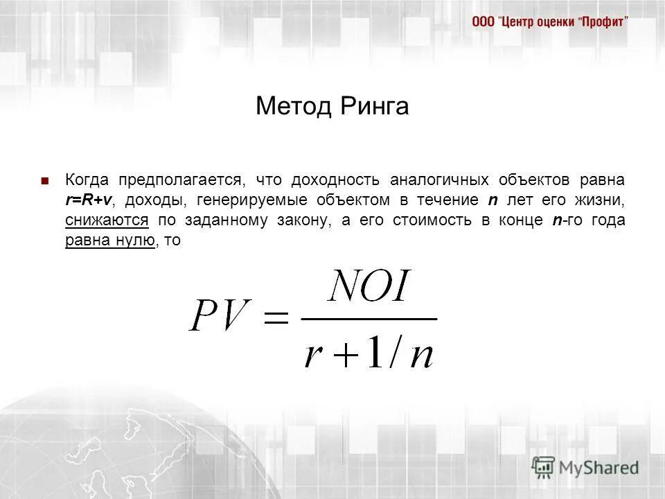 Формула метода ринга. Норма возврата метод ринга. Метод ринга в оценке недвижимости. Метод ринга ставка капитализации. Ставка капитализации 15