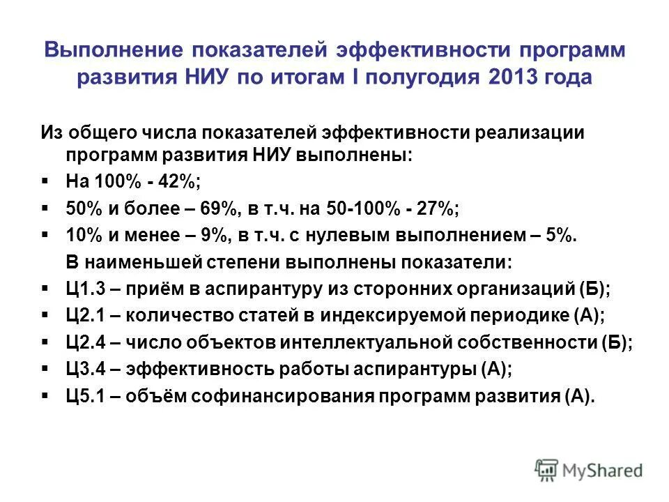 Эффективность программы развития. Эффективность программы развития