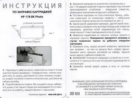 Инструкции картриджей