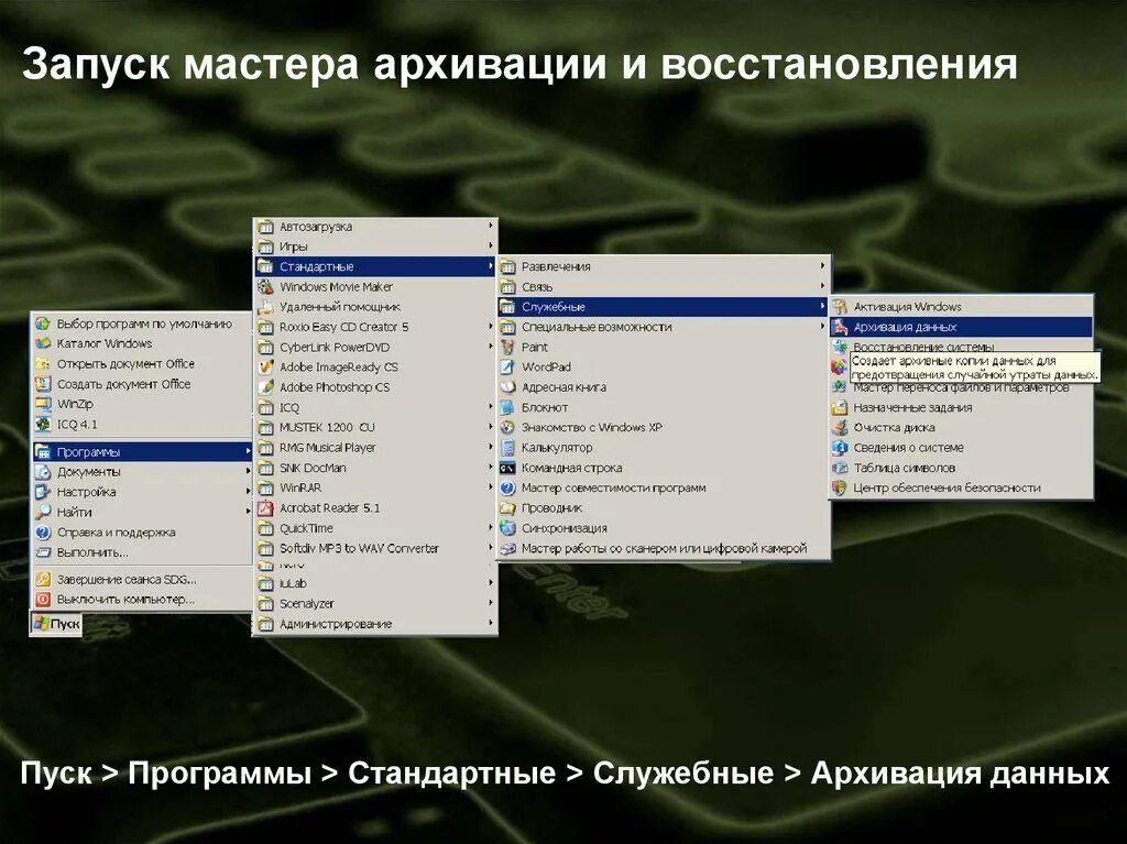 Данные запущенных приложений