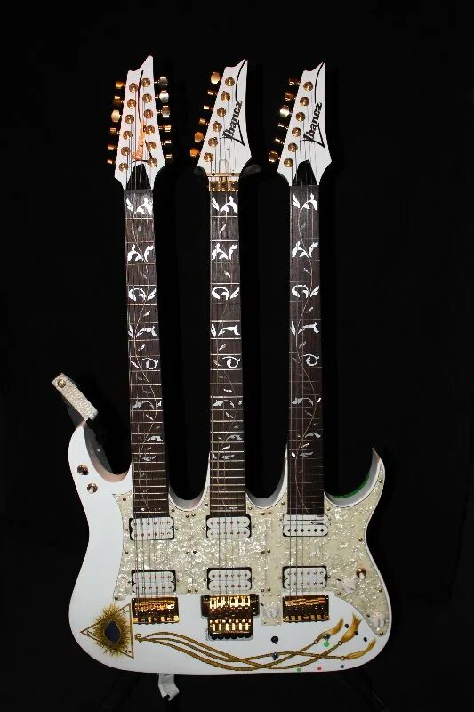 Крутая электрогитара. Гитара Steve vai Ibanez three Neck. Ibanez Jem Custom. Custom Ibanez Neck. Ibanez электрогитара эксклюзив.