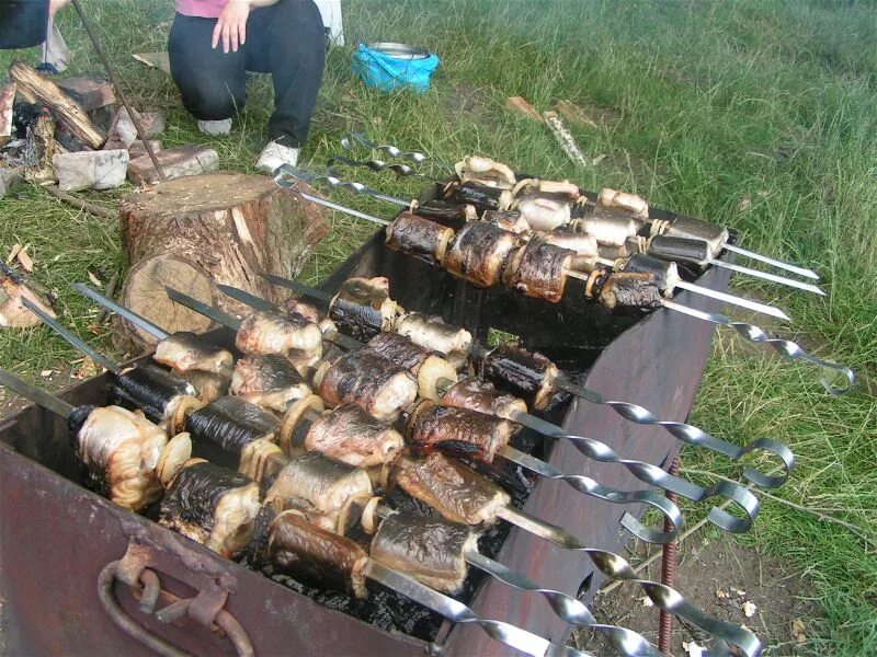Можно заморозить жареный шашлык. Железнодорожный шашлык сделанный поезд.