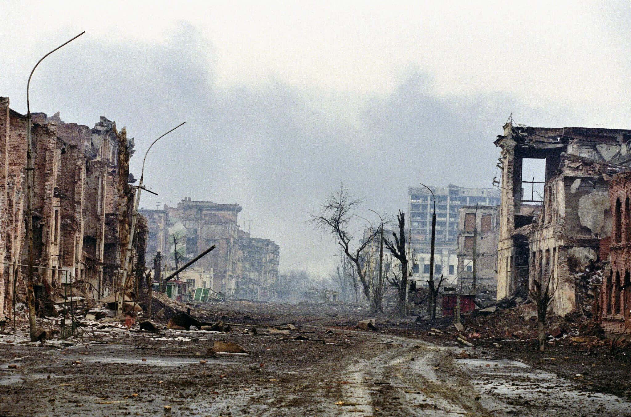 Разрушенный Грозный 1995. Грозный после Чеченской войны.