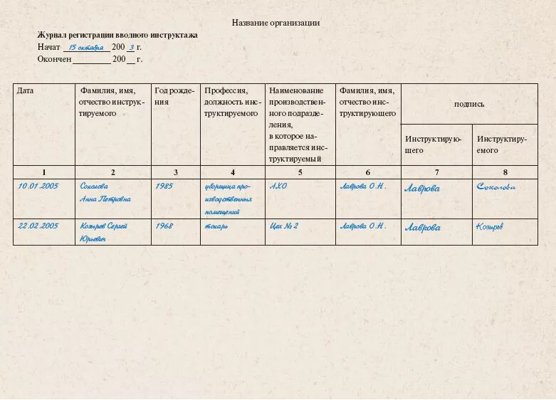 Регистрация противопожарного инструктажа на рабочем месте. Журнал учета инструктажа по технике безопасности образец. Заполнение журнала регистрации инструктажа по технике безопасности. Правильное ведение журнала инструктажа по технике безопасности. Пример заполнения журнала инструктажа по технике безопасности.