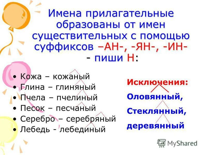 Прилагательные в которых есть суффикс н. Имена прилагательные образованные от имен существительных. Образуй от существительных с помощью суффиксов. Прилагательные с суффиксом АН.