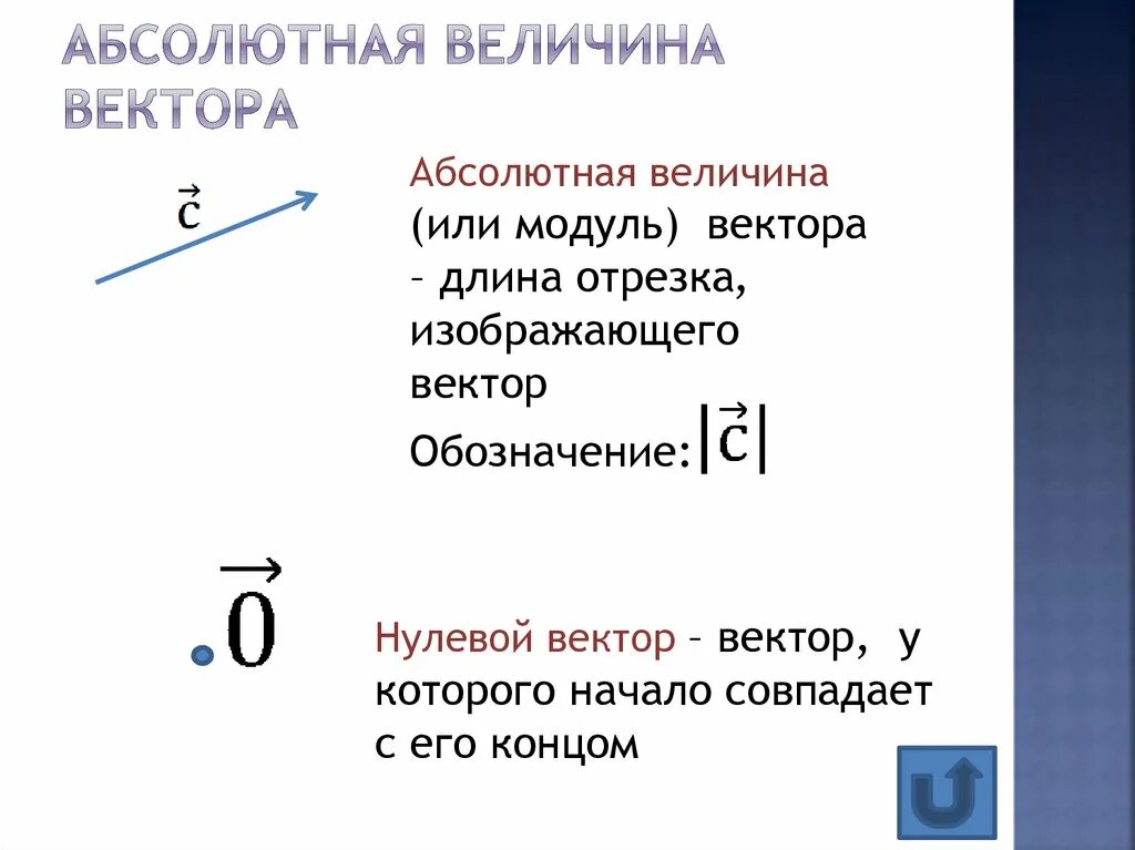 Как обозначается нулевой. Абсолютная величина вектора. Абсолютная величина вектора формула. Как найти абсолютную величину вектора. Абсолютная величина и направление вектора.