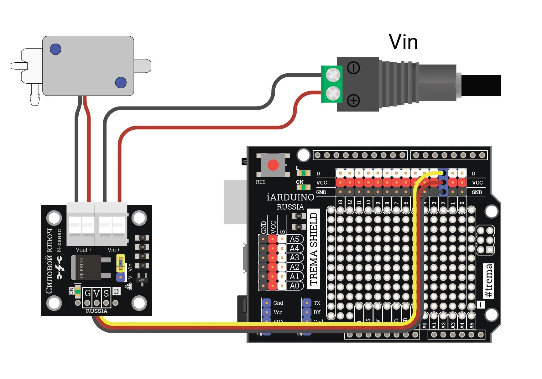 Trema-Power Shield для Arduino. Соленоидный клапан ардуино. Trema Shield для Arduino. Trema Power Shield х 1шт.. Power shield