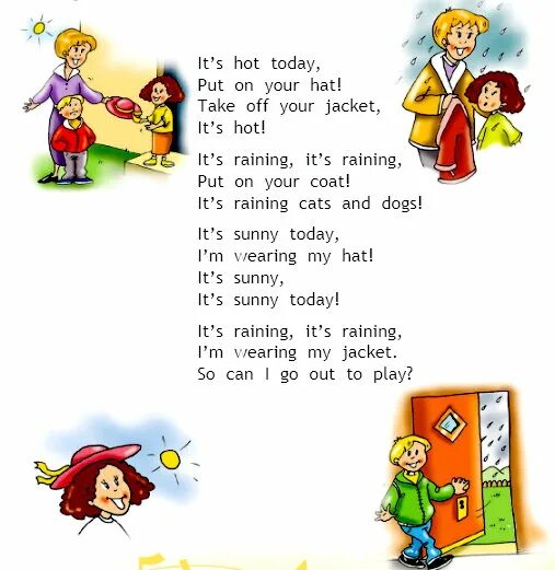 Put перевод на русский. Английский язык спой песенку сопровождая её движениями. It s windy 2 класс. It's sunny it's hot it's raining. Песни на английском языке.
