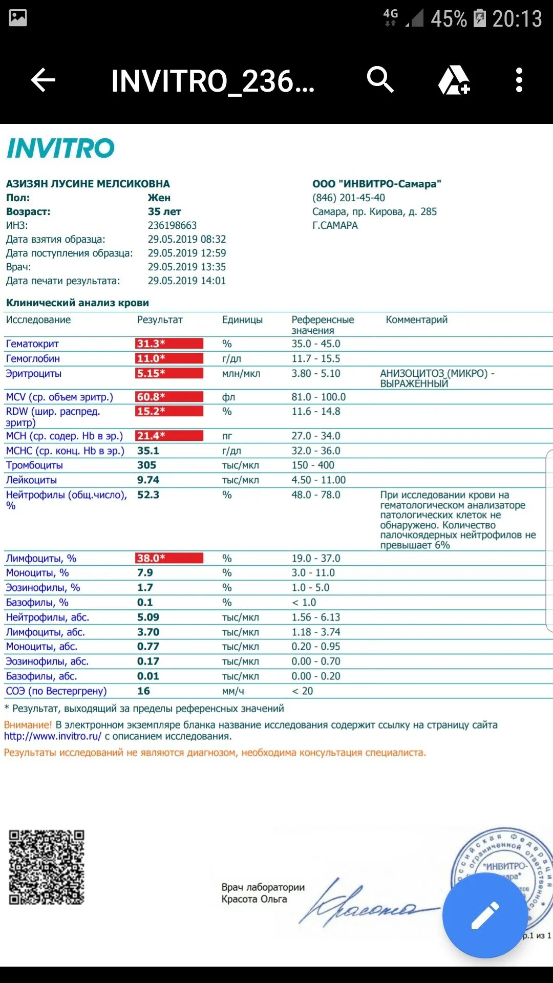 Здоровье петербуржца результаты анализов крови личный кабинет. Анализ крови инвитро. ОАК инвитро. Инвитро бланк анализов крови. Инвитро справка об общем анализе крови.