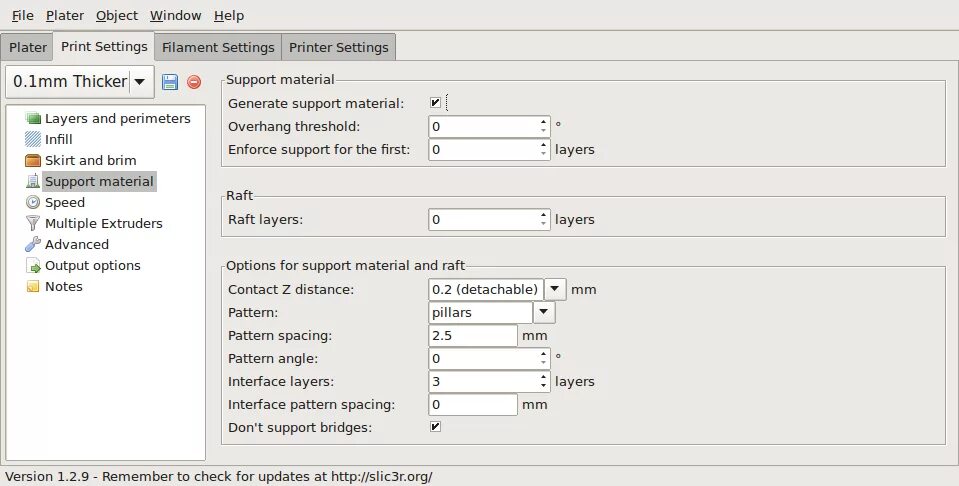 Slic3r. Slic3r настройка принтера. Material support. Настройки для печати Flashforge Hunter. Support manual