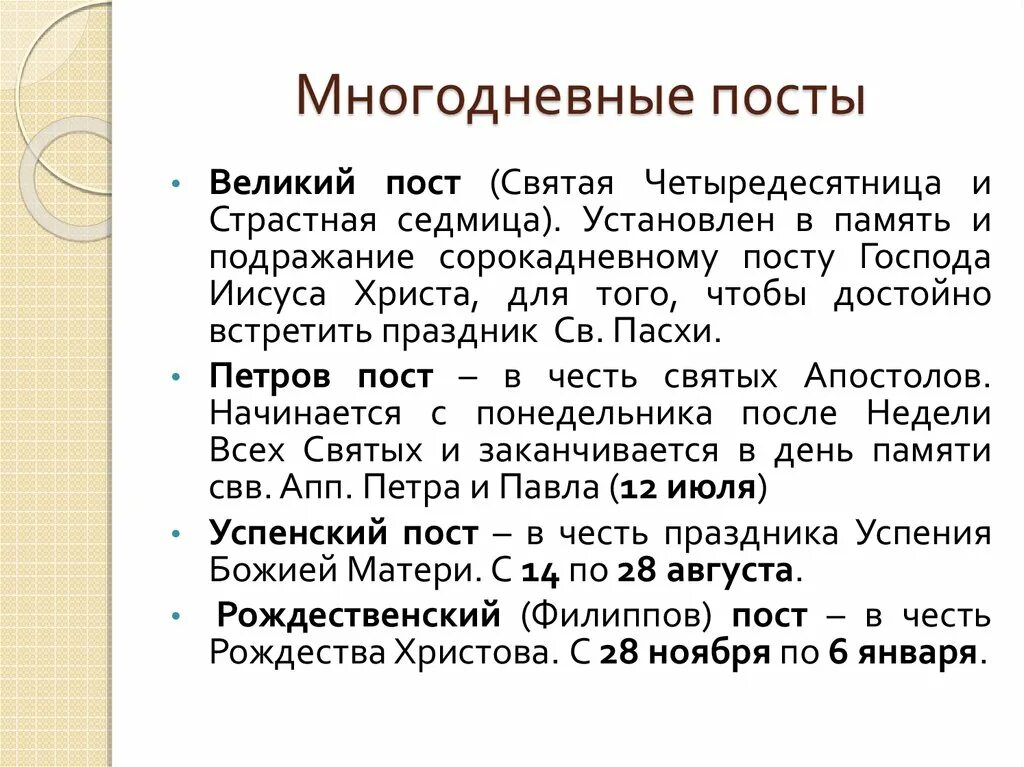 Что такое пост в христианстве. Пост в православии. Многодневные посты. Многодневные православные посты. Четыре поста в православии.