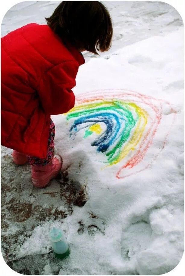 Раскрасим снег. Рисуем на снегу красками. Краски на снегу. Порисовать красками на снегу. Рисование на снегу цветной водой.