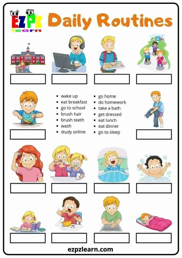 A daily part time. Daily routine задания. задания daily routine for kids. упражнения по теме daily routine. задания на тему daily routine.