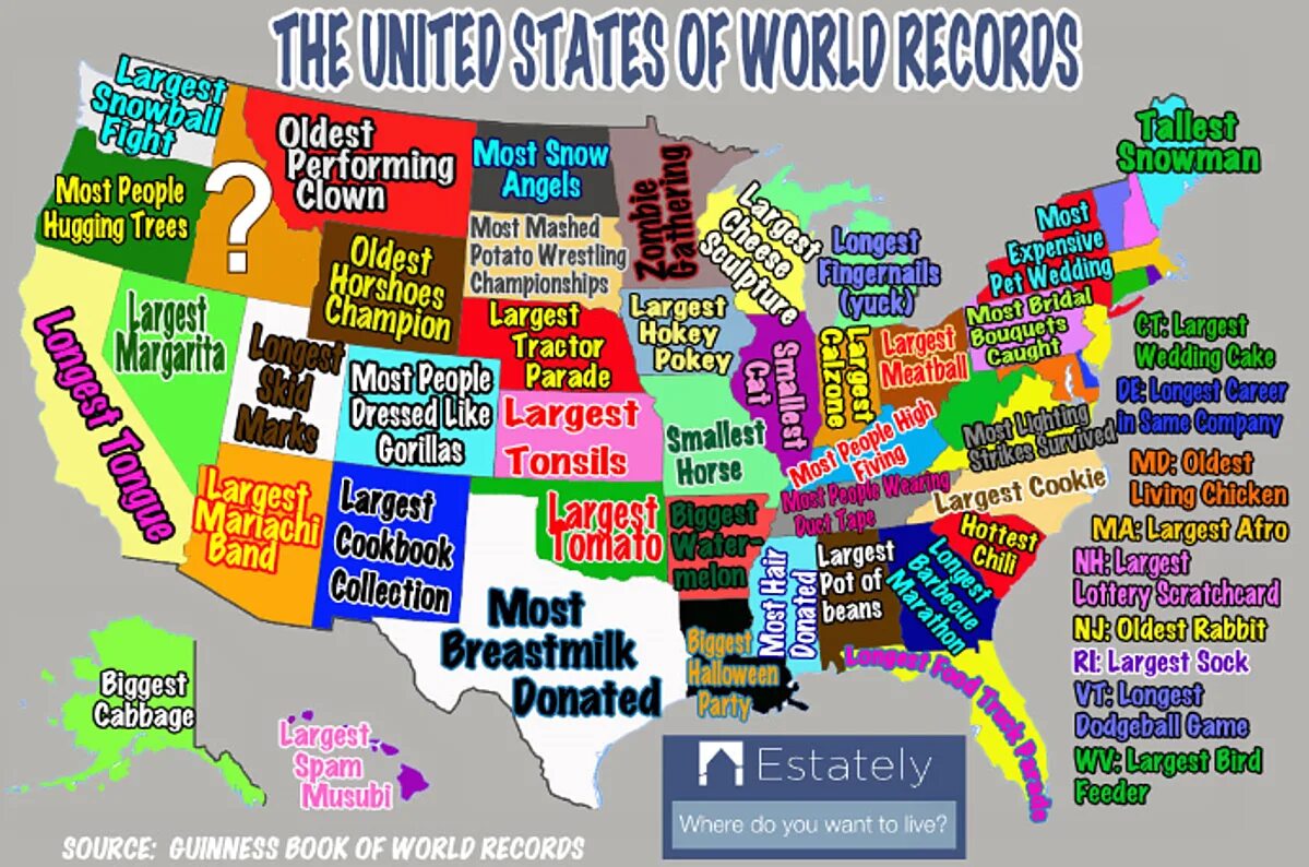 The oldest states in the world. Инфографика штатов. мировые рекорды на карте. the smallest usa states. карта гиннесса.