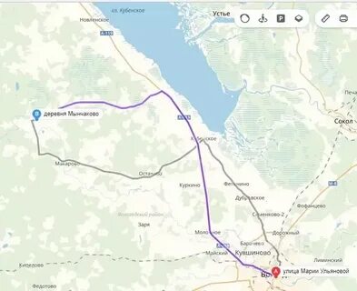 Расстояние вологда кубенское