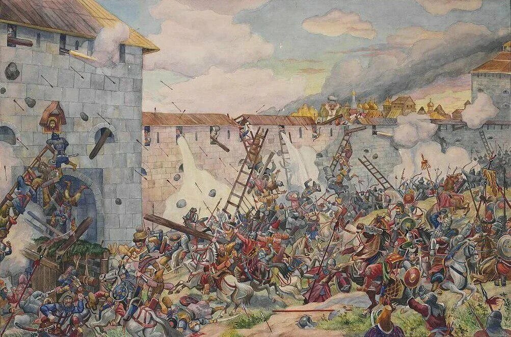 Осада москвы тохтамышем 1382. 1395 разгром войсками тимура (тамерлана). Осада тульского кремля девлет гиреем. Разгром хана. Осада козельска батыем.