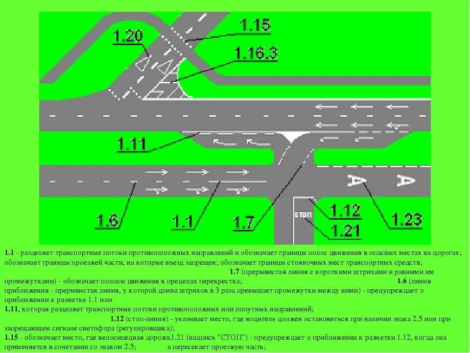 Сколько метров от перекрестка можно. Разметка 1.5 1.6 1.1. Разметка разделяющая транспортные потоки одного направления. Горизонтальная дорожная разметка (1.1; 1.12; 1.5; 1.6). Нанесение линий горизонтальной дорожной разметки 1.5.