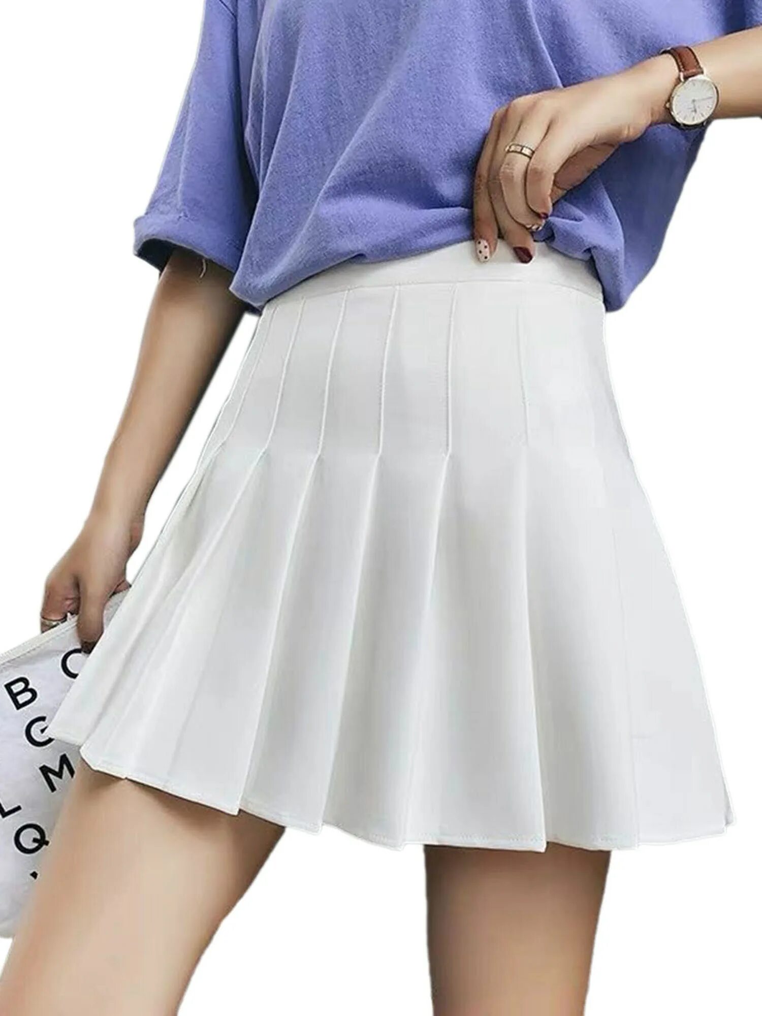 Pleated above Knee length skirt.