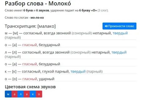 Фонетический разбор слова корешок