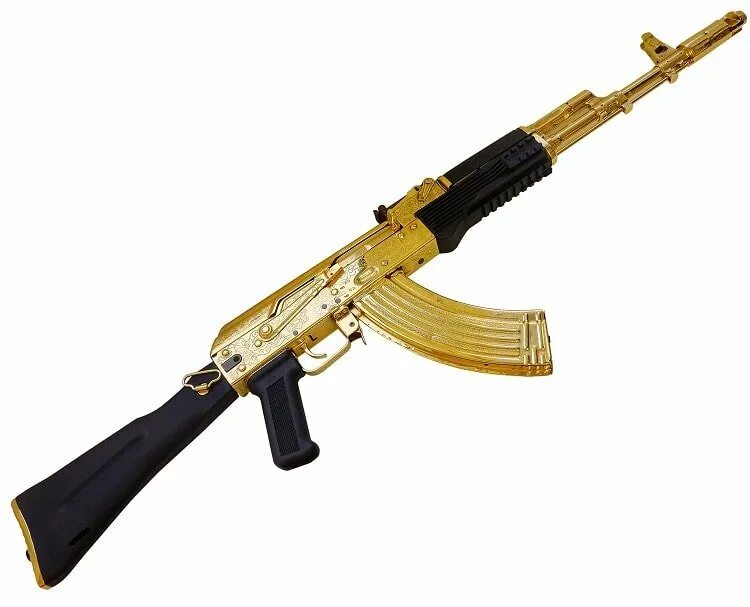 Сувенирный автомат. Автомат Калашникова АК-47, АКМ. AK-103 автомат. Охолощенный золотой АК 47. Миниатюрный золотой автомат AK 47.