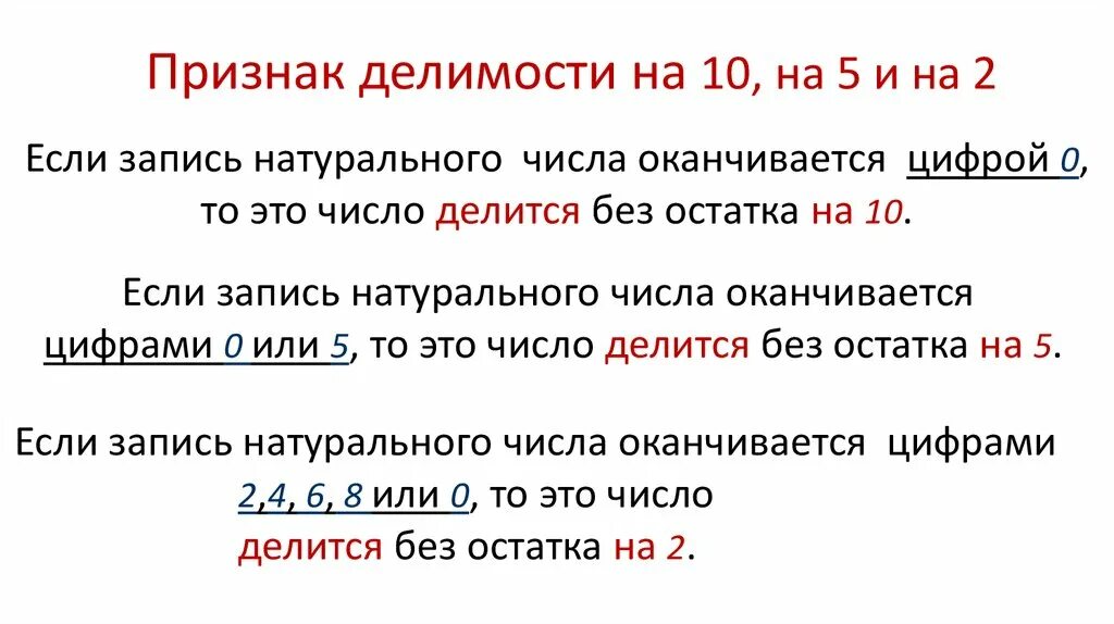 Запись натурального числа оканчивается. Признаки делимости на 2. Признаки делимости на 1. Признак делимости произведения. Числа оканчивающиеся делятся.