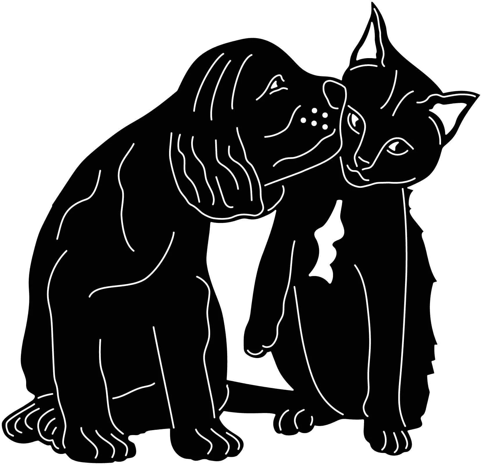 Dxf изображения. Силуэт кошки и собаки. трафарет кошки и собаки. кошка dxf. кошка в формате dxf.
