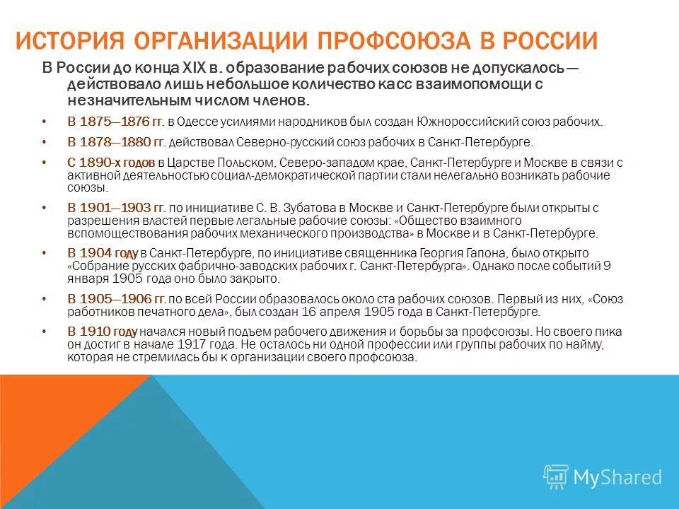 Создание профессиональных союзов
