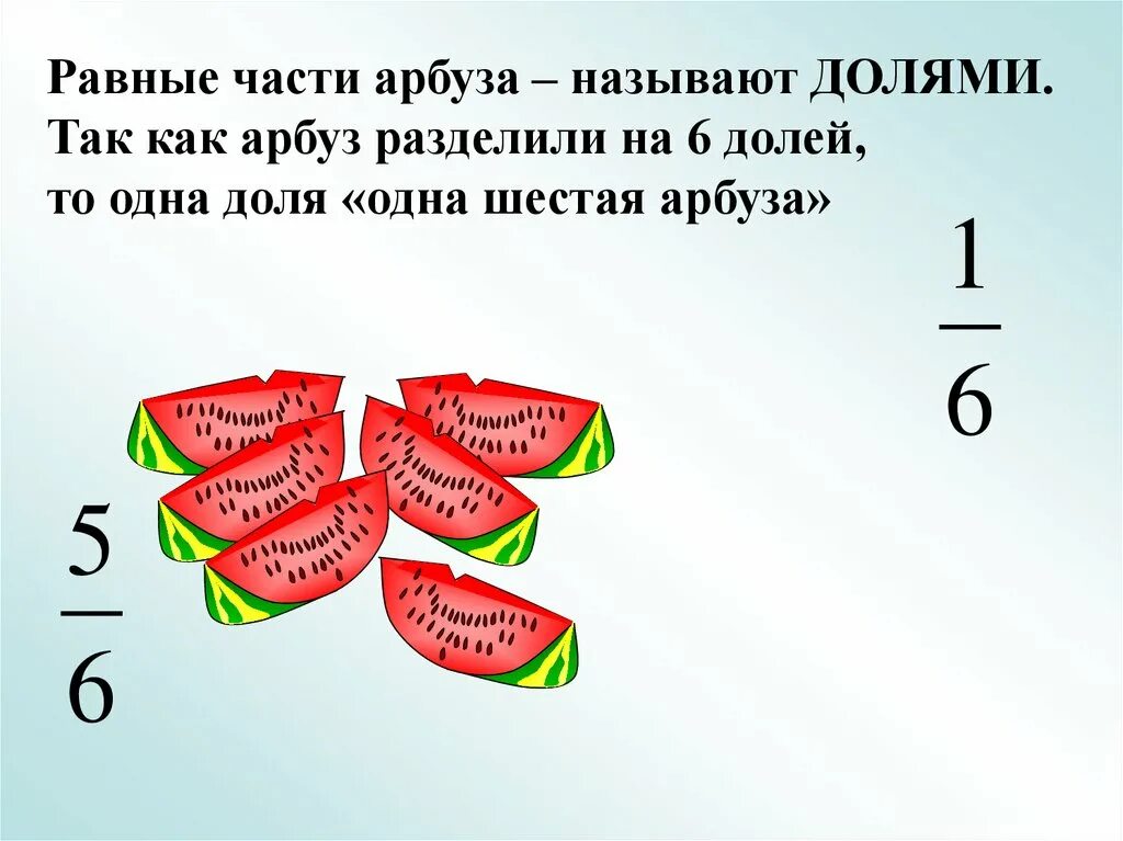 Примеры равных долей