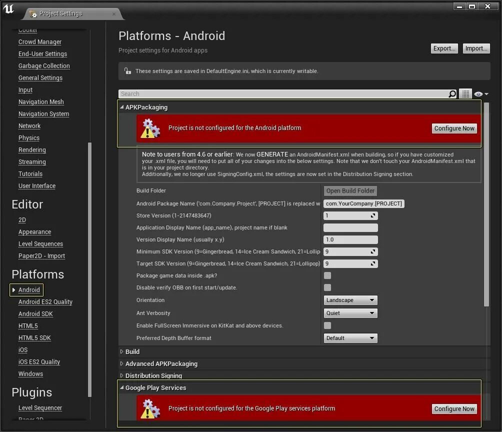 Write settings android