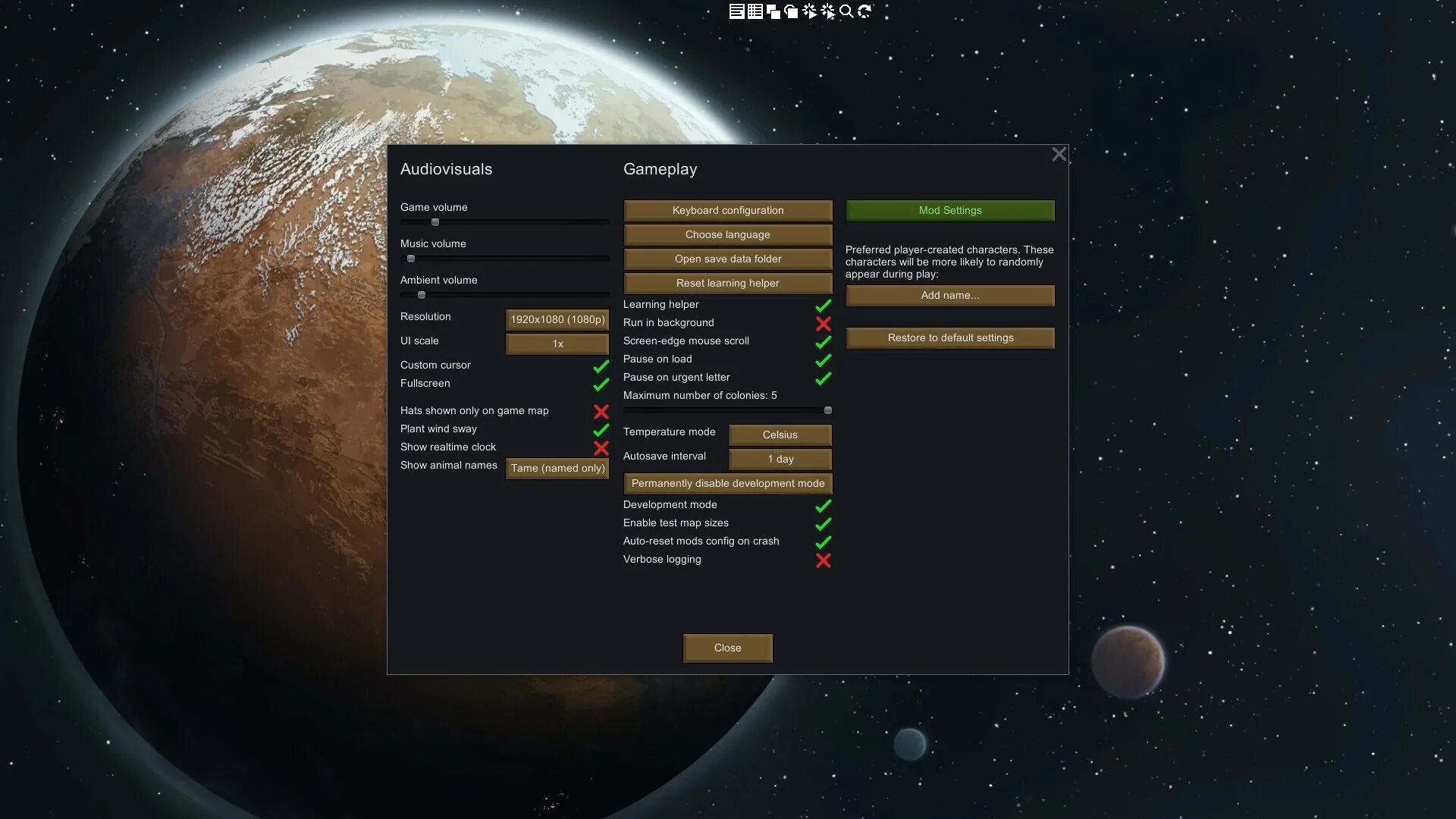 Rimworld dev mode