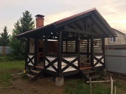 Крыша беседки из бруса