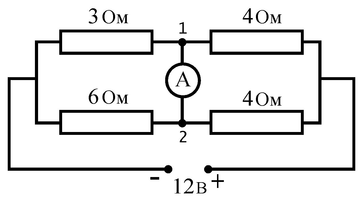 Амперметр на схеме параллельное. Ток через идеальный амперметр. Показания амперметра на схеме. Перемычка в схеме электрической цепи.