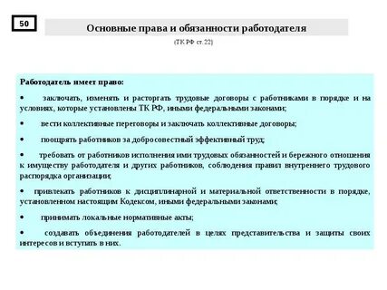 Работодатель представители работодателя обязаны
