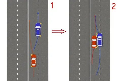 После перестроения на левую полосу