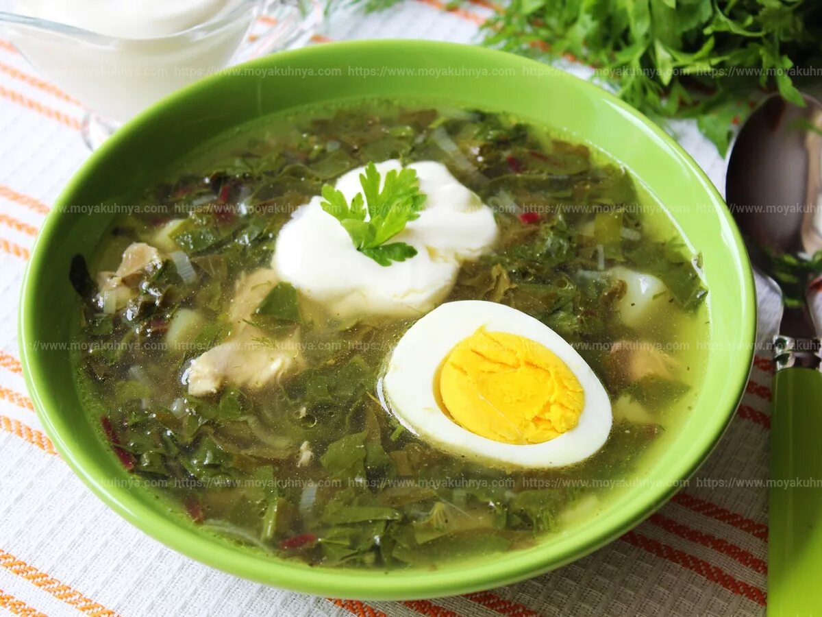 Зеленый борщ фото Зеленый борщ (суп) со щавлем и рисом. Новый вкус старого борща/Green borscht wit
