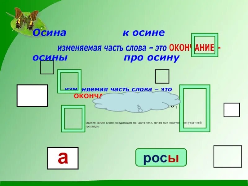 Изменится часть. Окончание в слове растения. Измени форму слова трава. Измененная часть слова. Окончание в слове растут.