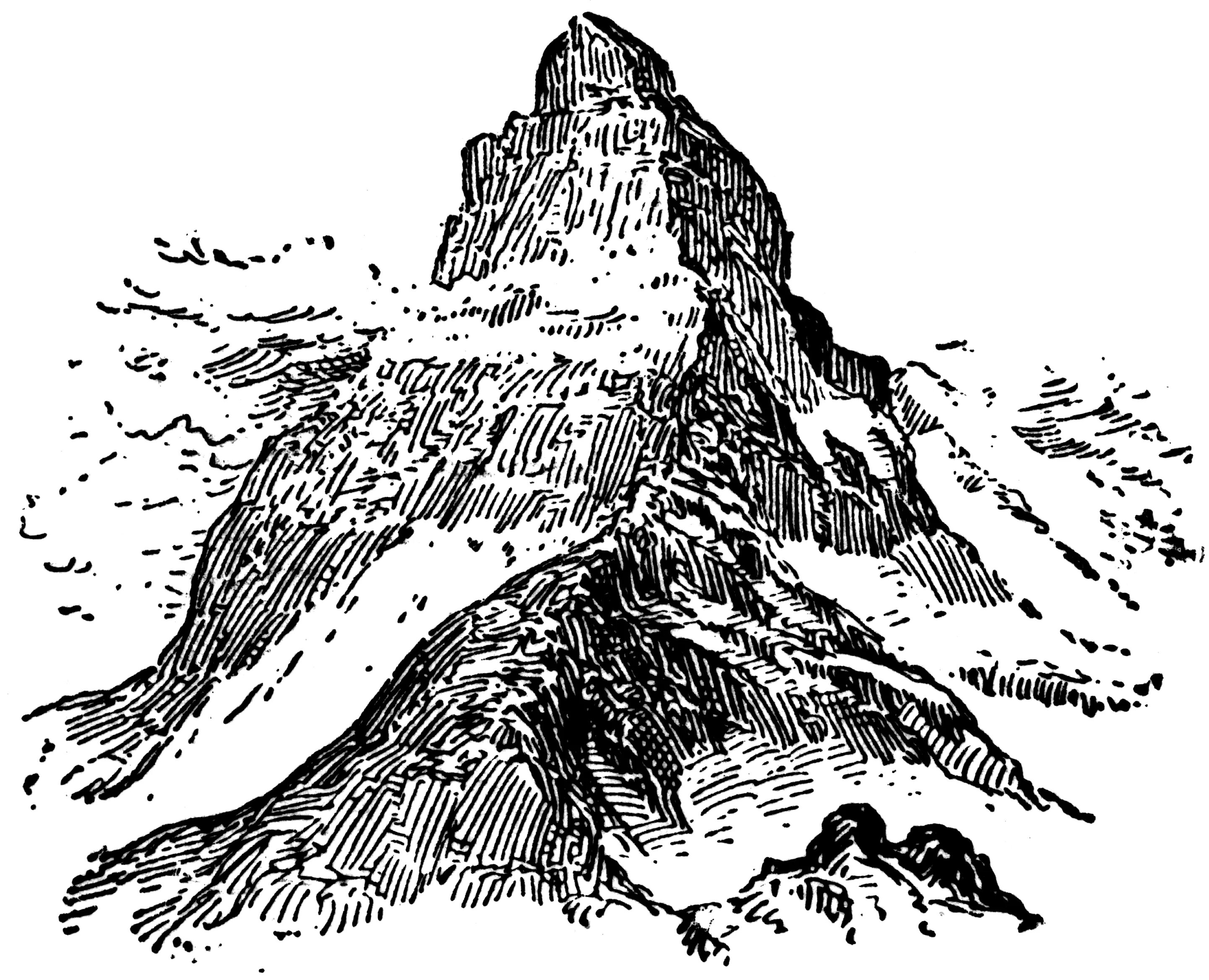 Горы карандашом. Нарисовать горы. Силуэт горного хребта. Графическое изображение гор.