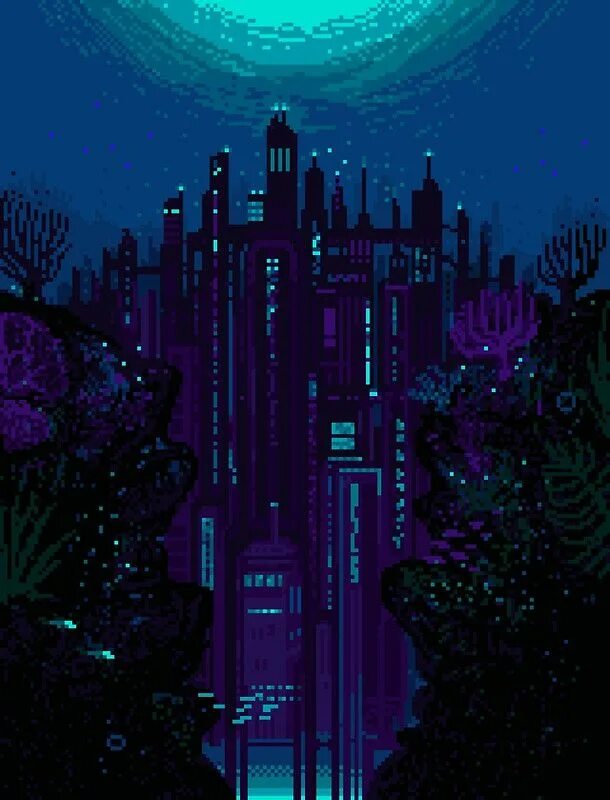 Pixel art gif. 8 Бит арт. Пиксельные арты. Фиолетовый город пиксельный. Пиксельный мир.