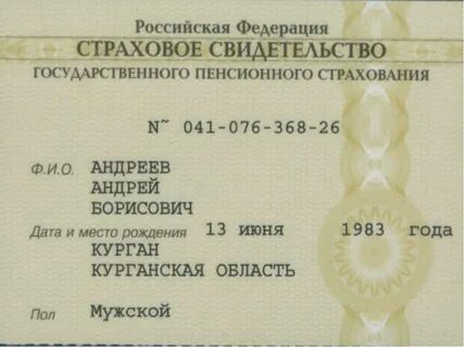 Пенсионный номер физического лица