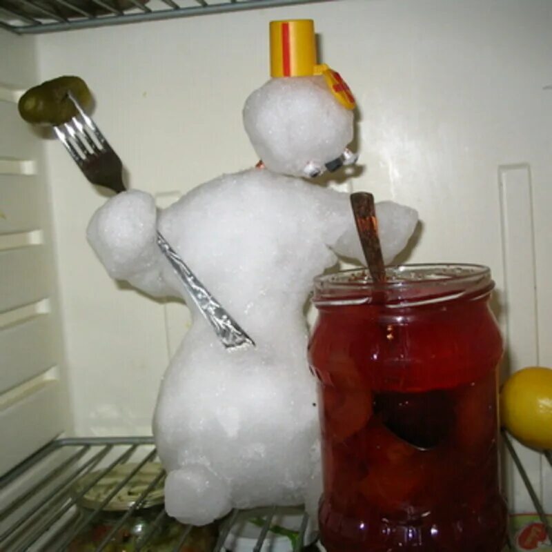Я его слепила из того что было. Снеговик на холодильник. Снеговик в морозилке фото.