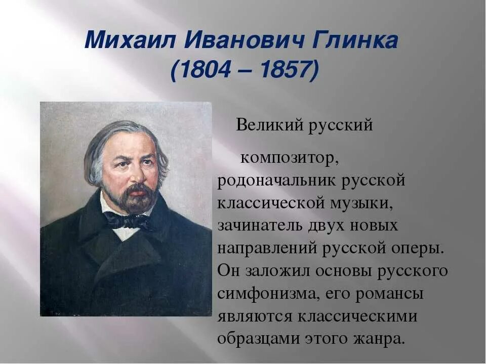 Произведения русских композиторов 20 века. Композиторы 19 века Глинка.