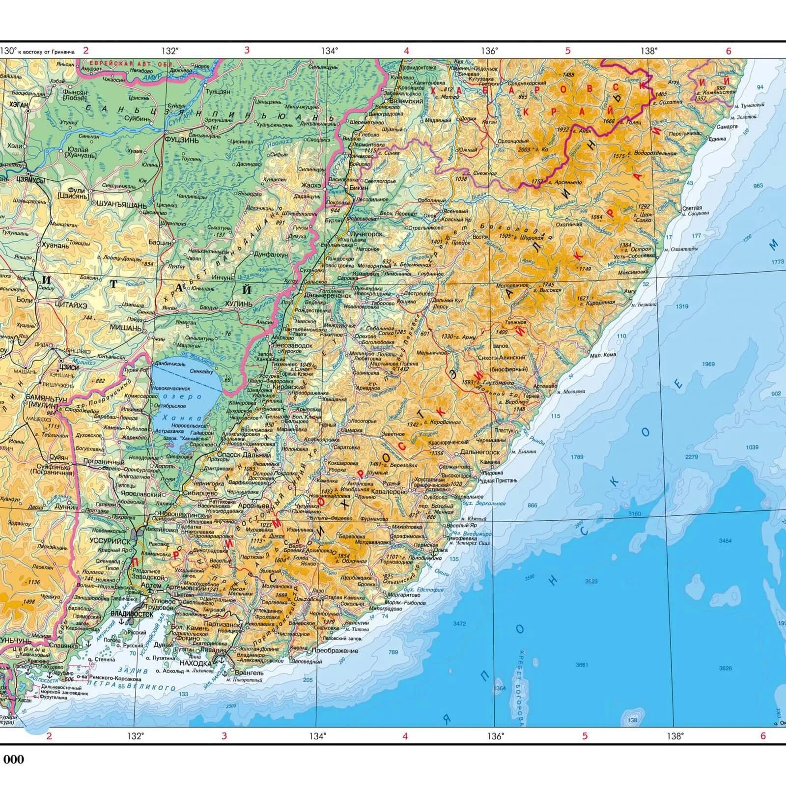 Карта приморский край подробная с населенными. Географическая карта Приморского края. Карта Юга Приморского края. Карту Приморья Приморского края. Юг Приморья на карте.