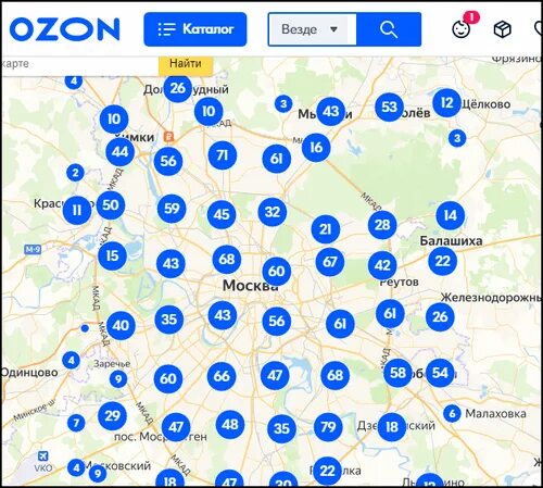 Пункты Озон на карте. Карта пунктов выдачи Озон. Точка выдачи Озон. Количество пунктов выдачи OZON.