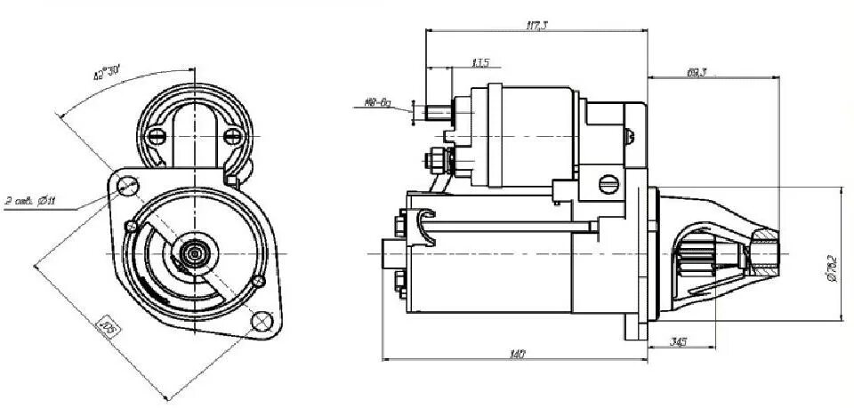 Размеры стартера ваз. Стартер ВАЗ 2110 чертеж с размерами. Чертеж стартера ВАЗ 2110. Сборочный чертеж стартера ВАЗ 2101. Стартер ВАЗ 2110 на оку чертеж.