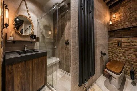 Маленькая ванная комната в стиле лофт