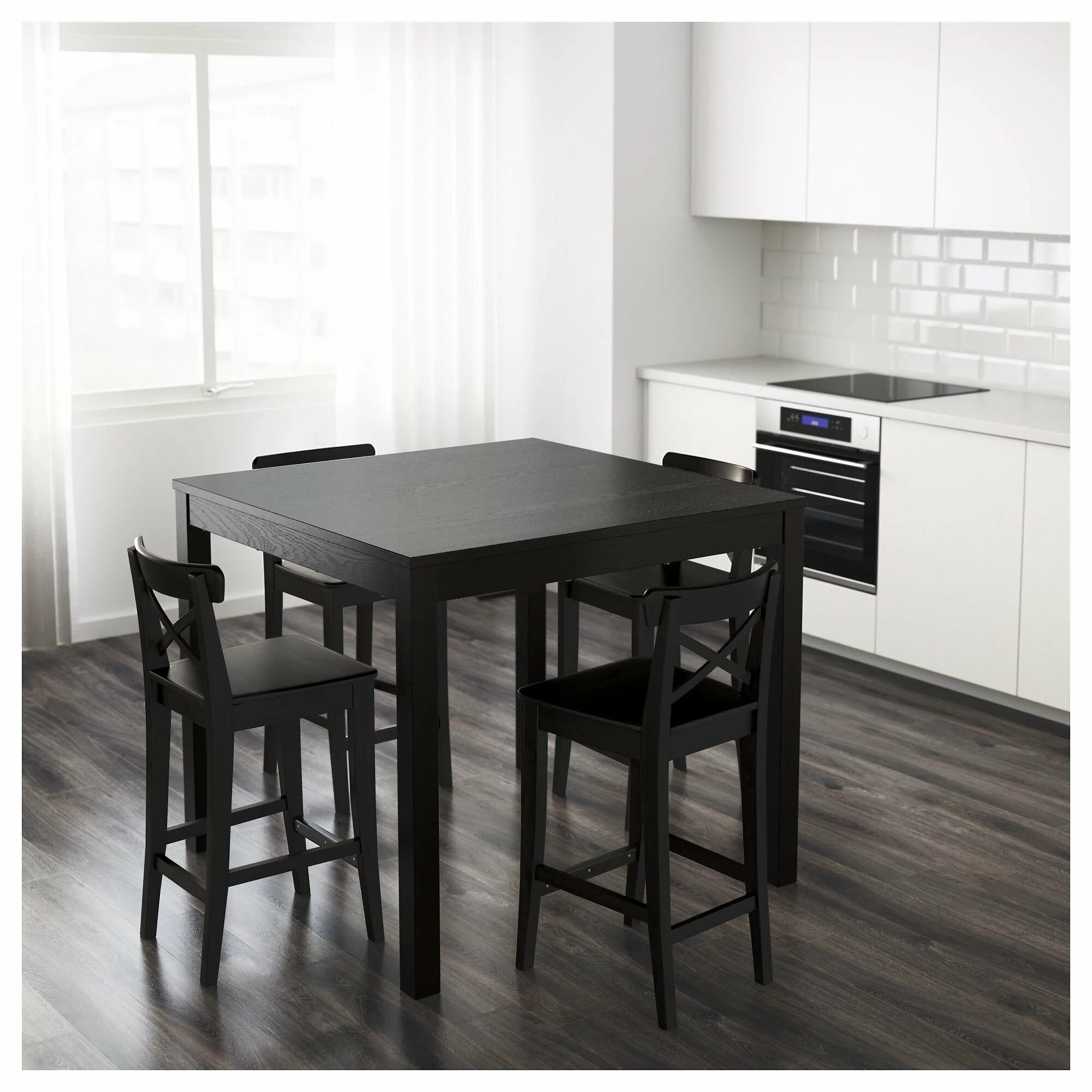 Темные кухонные столы. Кухонный стол икеа ЛЕРХАМН. Стол икеа ЛЕРХАМН черный. Ikea БЬЮРСТА. Барный стол икеа СТУРНЭС.