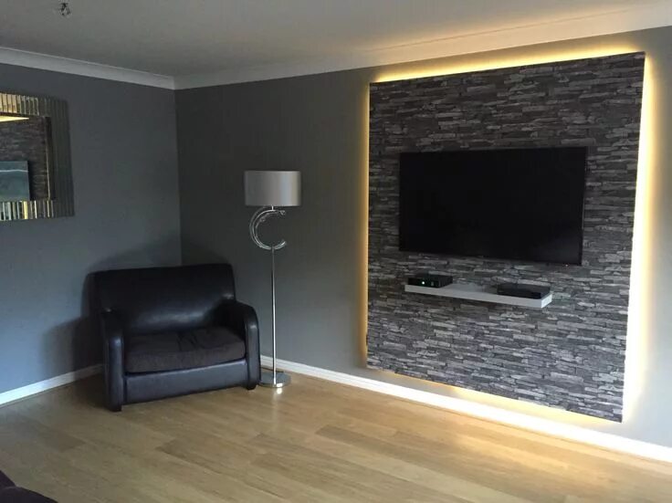 gray wood panel - Trendir Modern wall units, Living room wall units, Tv wall des