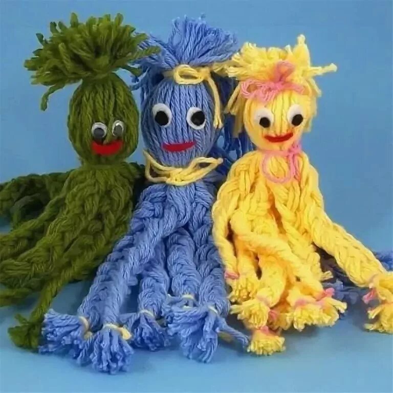 Поделки из ниток для детей. Игрушки из ниток. Игрушки из ниток для вязания. Фигурки из пряжи. Поделки из ниток своими руками.