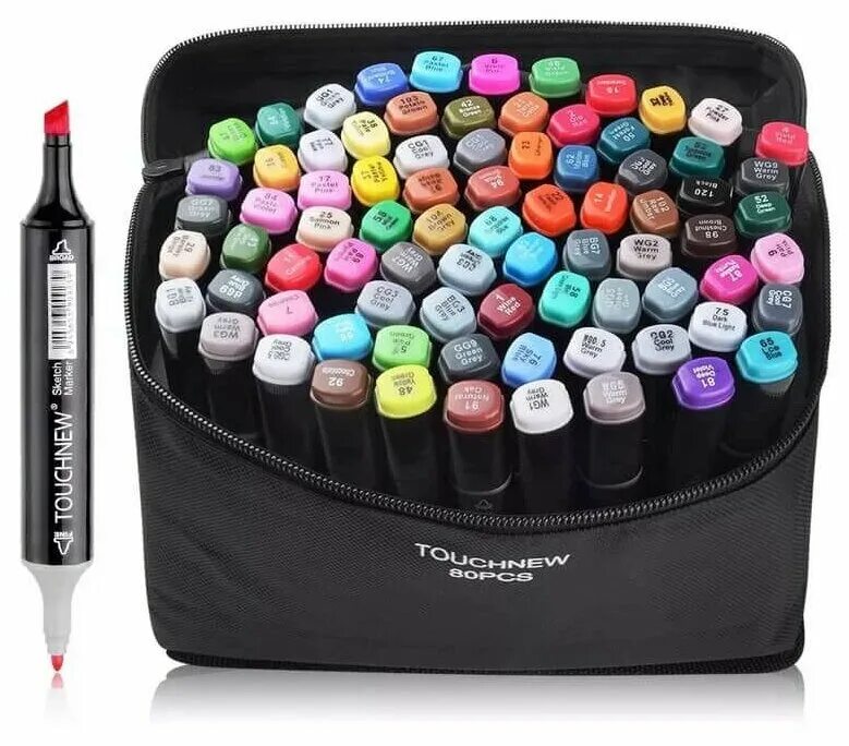профессиональные маркеры. набор маркеров для скетчинга (80 шт). набор маркеров ecoline. фломастеры touchfive. маркеры touchnew 60 цветов.