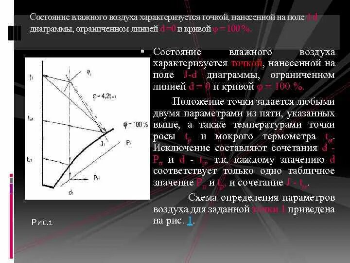 Определение параметров воздуха. Состояния влажного воздуха. диаграмма состояния влажного воздуха. i-d диаграмма влажного воздуха. процессы изменения состояния влажного воздуха в h-d – диаграмме..